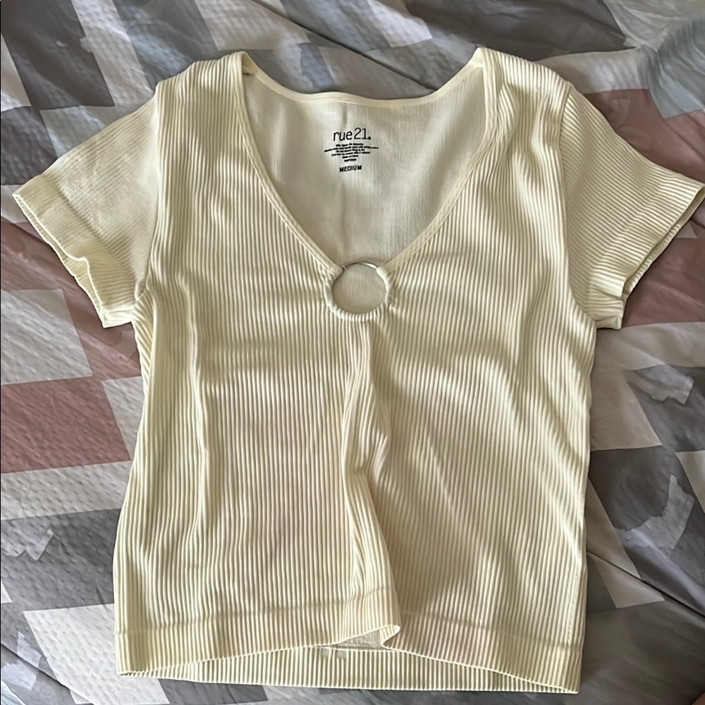 Rue21 Cream Ribbed Women's Top